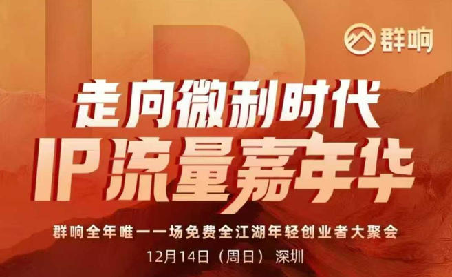 2025ip嘉年华万人12月14深圳线下课，走向微利时代，IP流量嘉年华，实操性极强的商业干货课-聚星云网创