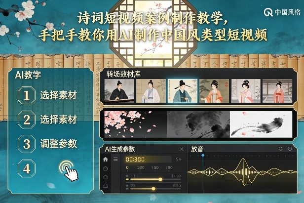 古诗词短视频案例制作教学，手把手教你用AI制作中国风类型短视频-聚星云网创