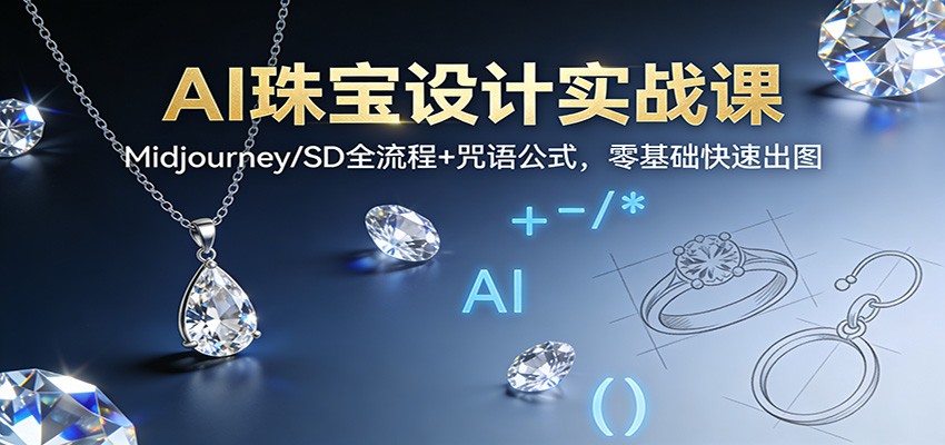 AI珠宝设计实战课：Midjourney/SD全流程+咒语公式，零基础快速出图-聚星云网创