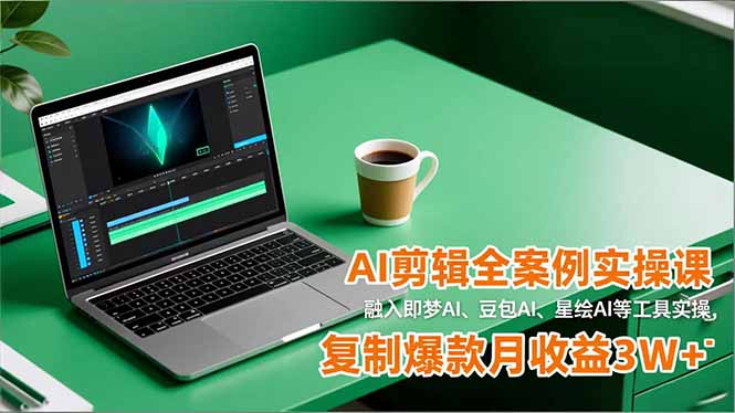 AI剪辑全案例实操课，融入即梦AI、豆包AI、星绘AI等工具实操，复制爆款月收益3W+-聚星云网创