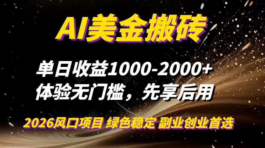 AI美金搬砖，单日收益1000-2000+，2025风口项目，可以副业，可以全职，可以工作室放大-聚星云网创