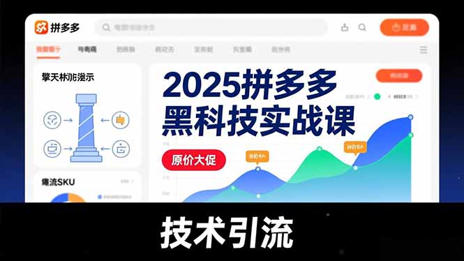 2025拼多多黑科技实战课，擎天柱玩法、爆流SKU、原价大促，技术引流，单店日销轻松破千单-聚星云网创