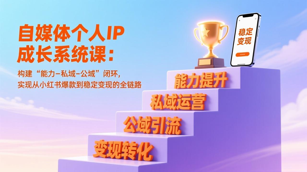 自媒体个人IP成长系统课：构建“能力-私域-公域”闭环，实现从小红书爆款到稳定变现的全链路-聚星云网创