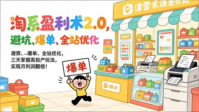淘系盈利术2.0，避坑、爆单、全站优化，三天掌握高投产玩法，实现月利润翻倍！-聚星云网创