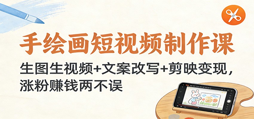 手绘画短视频制作课：生图生视频+文案改写+剪映变现，涨粉赚钱两不误-聚星云网创