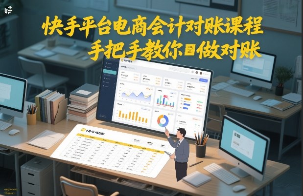 快手平台电商会计对账课程，手把手教你做对账-聚星云网创