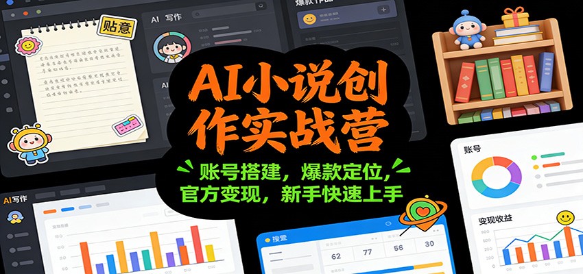 AI小说创作实战营：账号搭建，爆款定位，官方变现，新手快速上手-聚星云网创