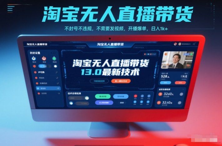 淘宝无人直播带货13.0最新技术，不封号不违规，不需要发视频，开播爆单，日入1k+【揭秘】-聚星云网创