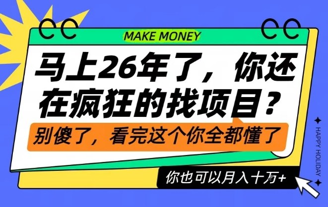 26年了，不要再疯狂的找项目了，看完这个你也可以月入十个W【揭秘】-聚星云网创