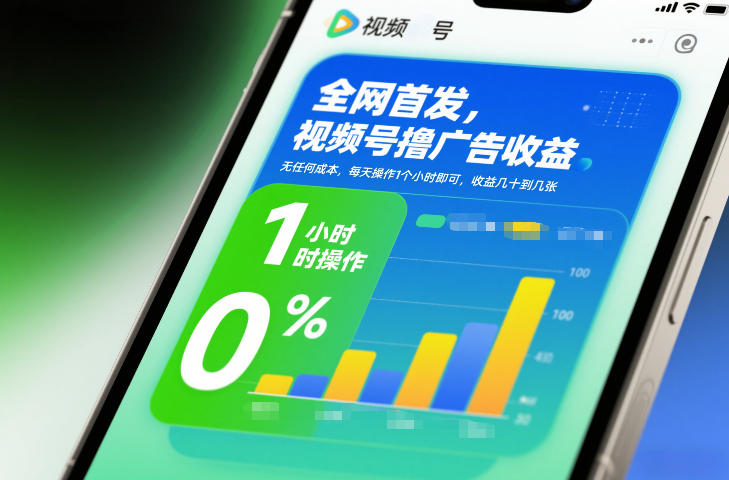 全网首发，视频号撸广告收益，无任何成本，每天操作1个小时即可，收益几十到几张-聚星云网创