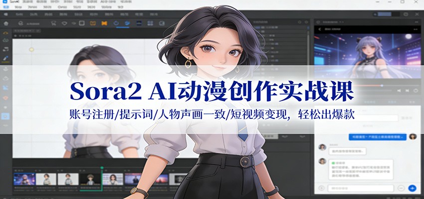 Sora2 AI动漫创作实战课：账号注册/提示词/人物声画一致/短视频变现，轻松出爆款-聚星云网创