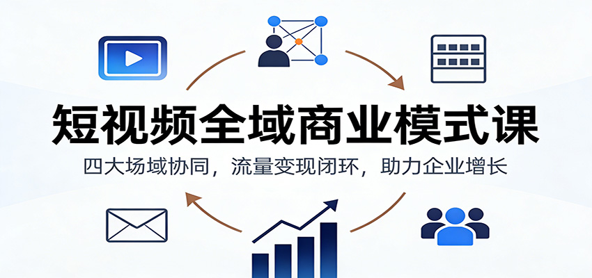 短视频全域商业模式课：四大场域协同，流量变现闭环，助力企业增长-聚星云网创