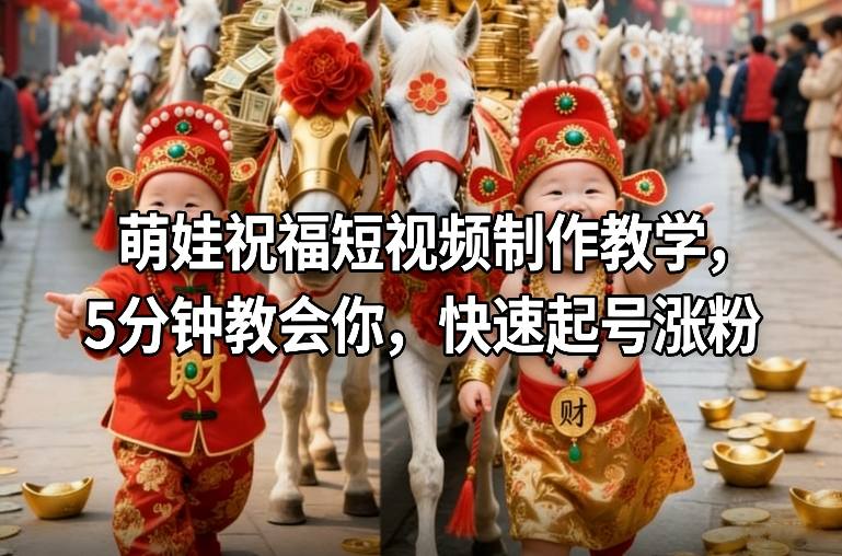 萌娃祝福短视频制作教学，5分钟教会你，快速起号涨粉-聚星云网创