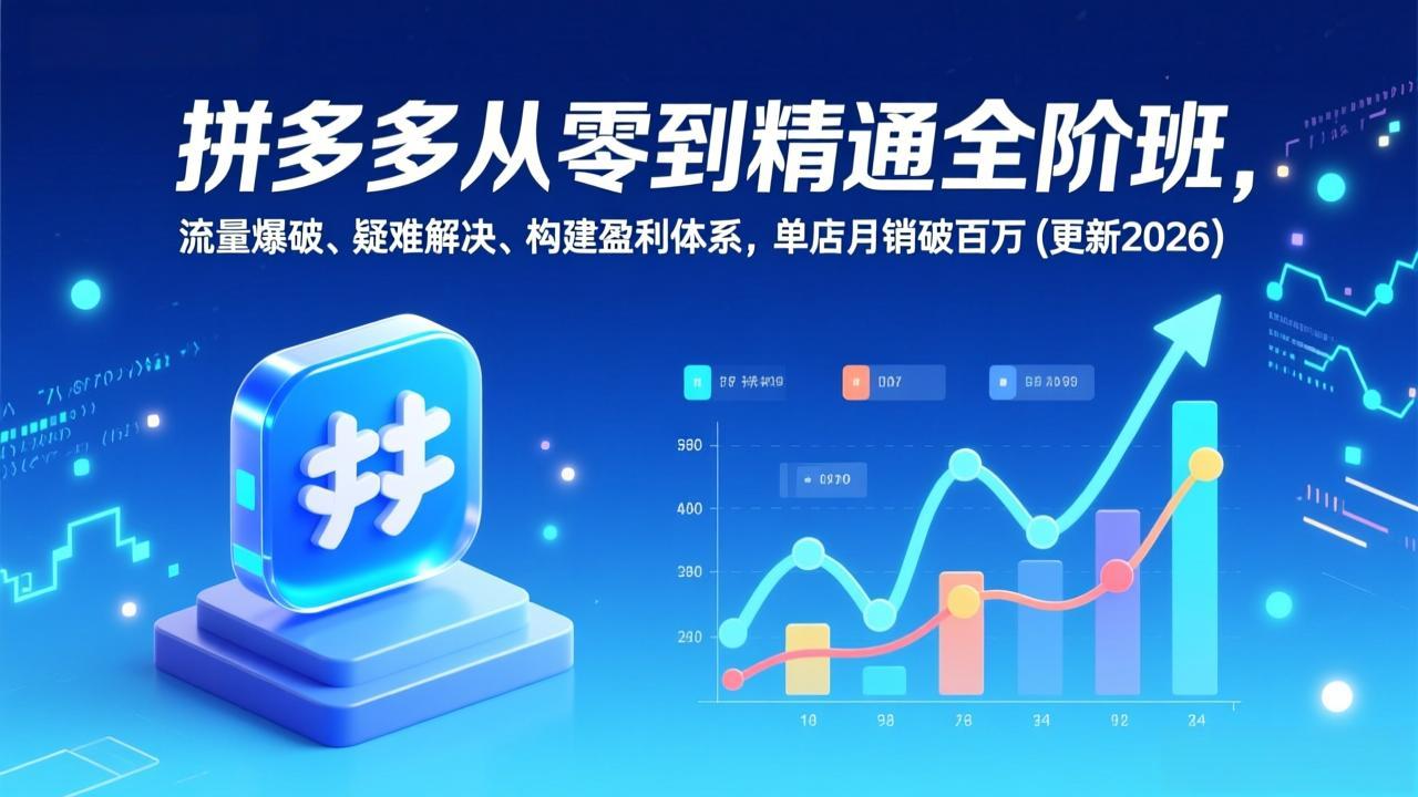 拼多多从零到精通全阶班，流量爆破、疑难解决，构建盈利体系，单店月销破百万(更新2026-聚星云网创