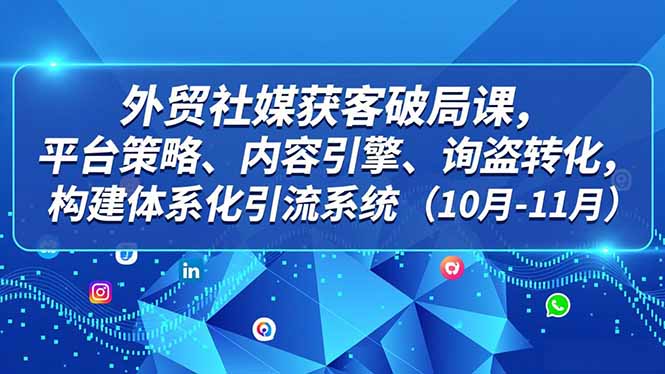 外贸 社媒获客破局课，平台策略、内容引擎、询盘转化，构建体系化引流系统(10月-11月-聚星云网创
