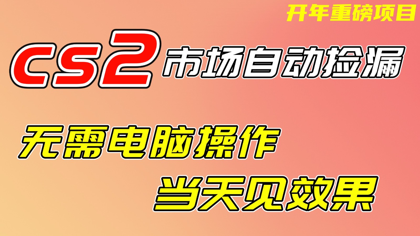 CS2市场挂机项，无需电脑操作，无需进入游戏，当天见效果，支持任何形式验证-聚星云网创