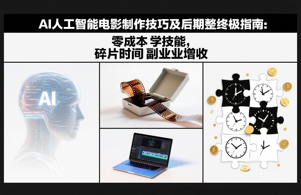 AI人工智能电影制作技巧及后期完整终极指南：零成本学技能，碎片时间副业增收-聚星云网创