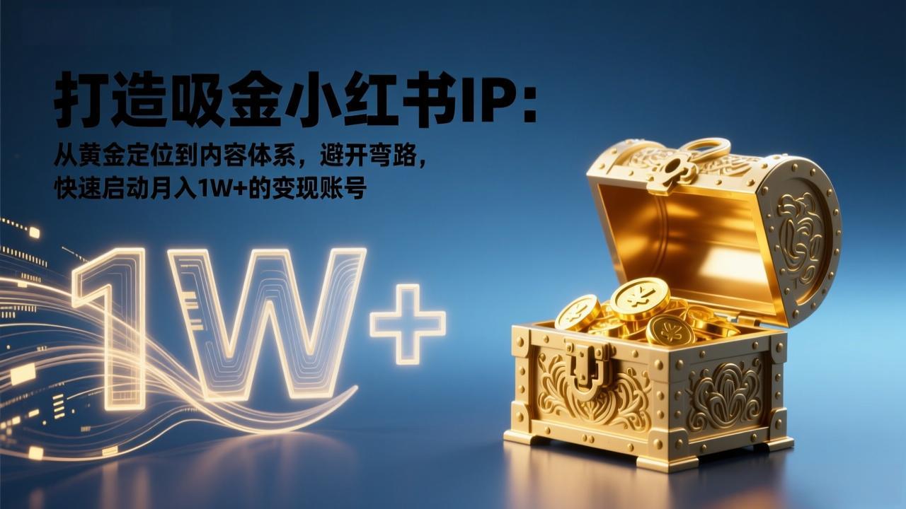打造吸金小红书IP：从黄金定位到内容体系，避开弯路，快速启动月入1W+的变现账号-聚星云网创