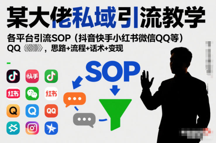 某大佬私域引流教学，各平台引流SOP(抖音快手小红书微信QQ等)，思路+流程+话术+变现-聚星云网创