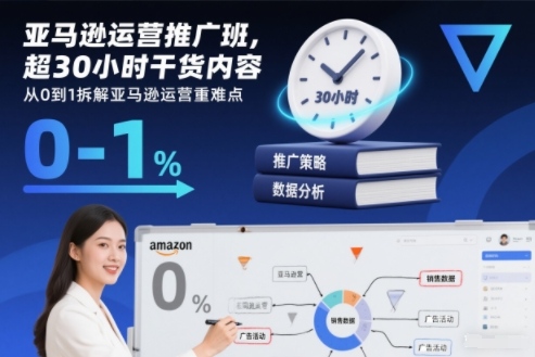 亚马逊运营推广班，超30小时干货内容，从0到1拆解亚马逊运营重难点-聚星云网创