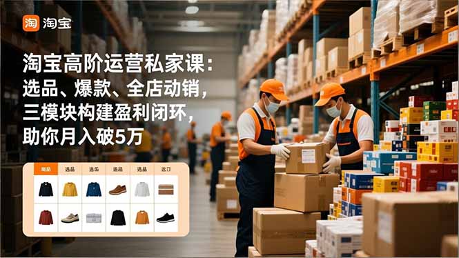 淘宝高阶运营私家课：选品、爆款、全店动销，三模块构建盈利闭环，助你月入破5万(更新12月-聚星云网创