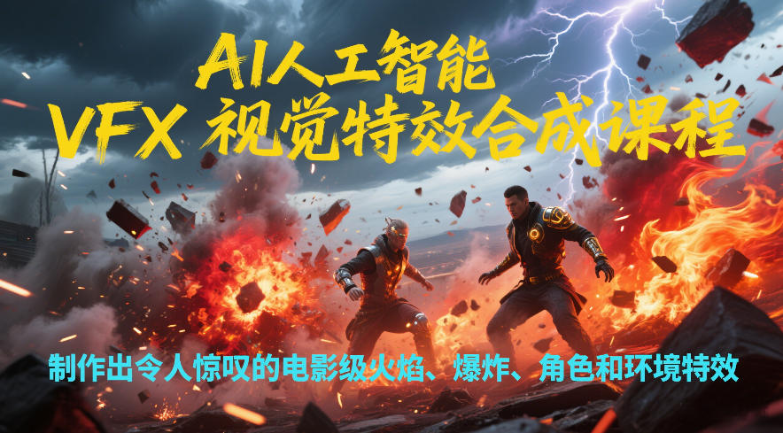 AI人工智能VFX视觉特效合成课程，制作出令人惊叹的电影级火焰、爆炸、角色和环境特效-聚星云网创