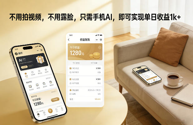 不用拍视频，不用露脸，只需手机AI，即可实现单日收益1k+【揭秘】-聚星云网创