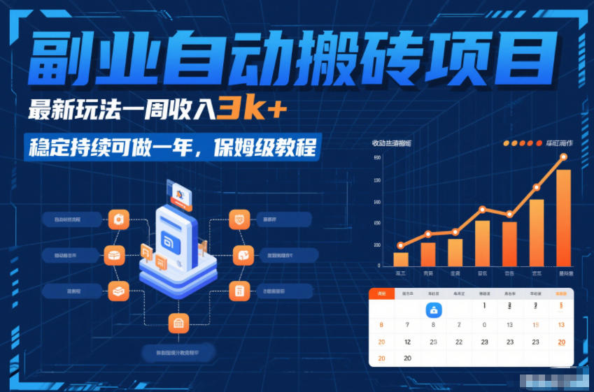 副业自动搬砖项目，最新玩法一周收入3k+，稳定持续可做一年，保姆级教程【揭秘】-聚星云网创