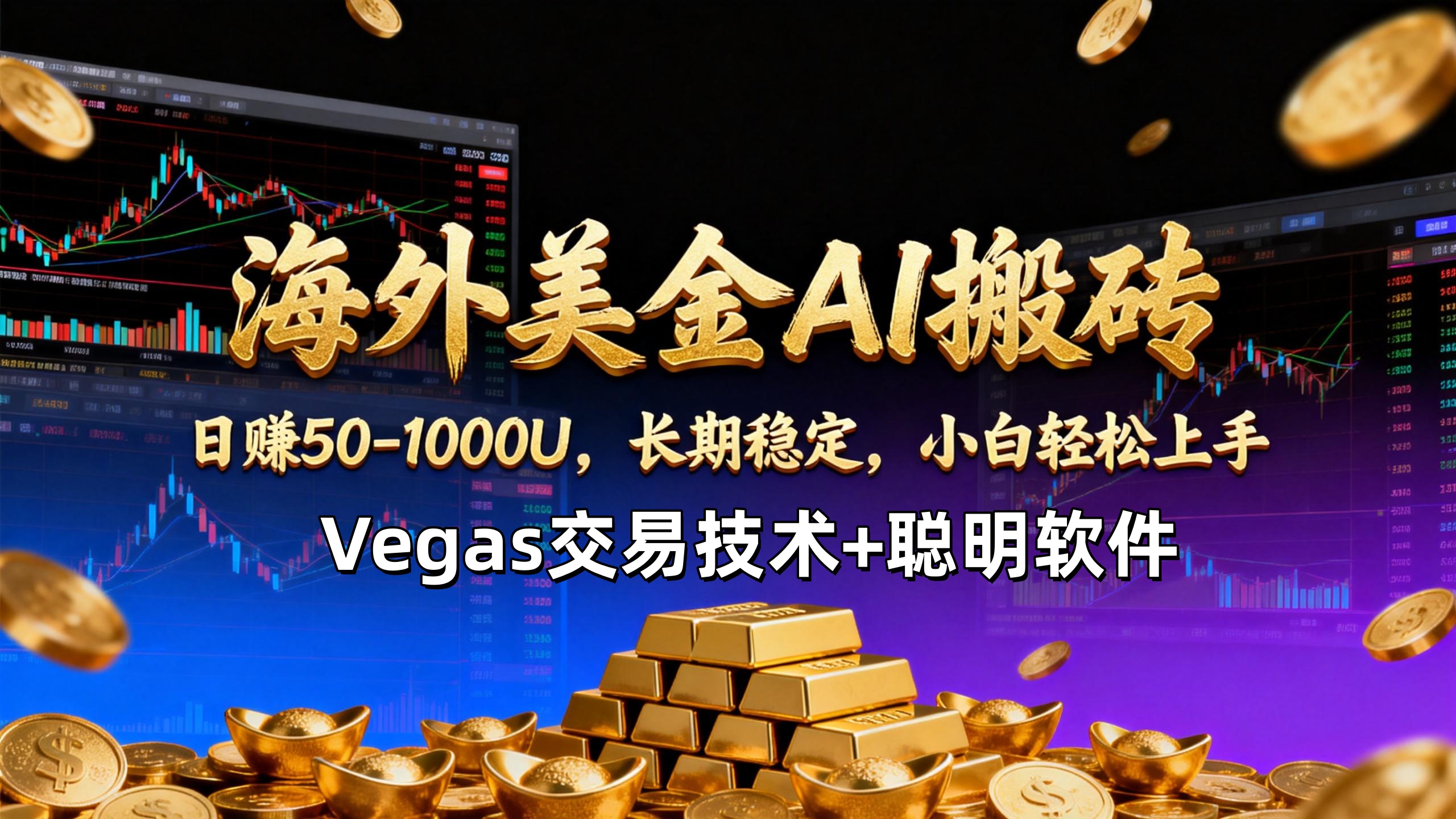 【海外美金AI搬砖】Vegas交易技术+聪明软件，日赚50-1000U，长期稳定，小白轻松上手。-聚星云网创