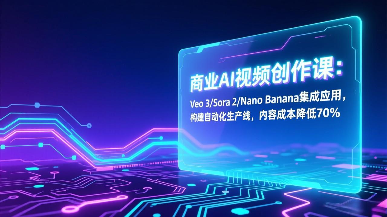 商业AI视频创作课：Veo 3/Sora 2/Nano Banana集成应用，构建自动化生产线，内容成本降低70%-聚星云网创