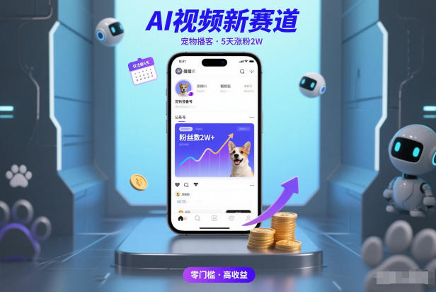 AI视频新赛道，宠物播客仅注册5天涨粉2W，收益非常可观-聚星云网创