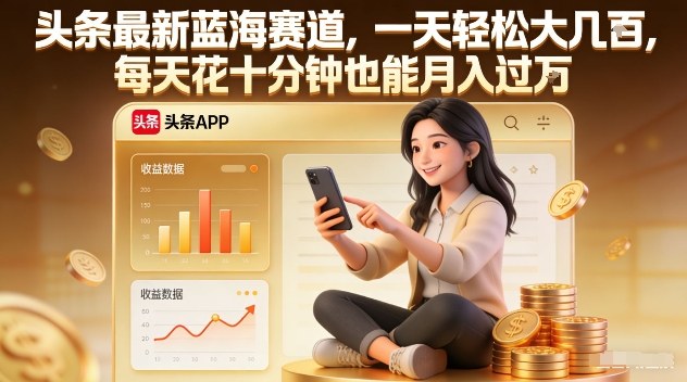 头条最新蓝海赛道，一天轻松大几张，每天花十分钟也能月入过1W【揭秘】-聚星云网创