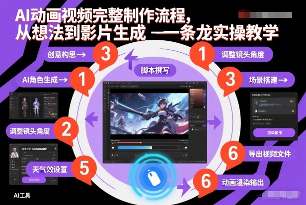 AI动画视频完整制作流程，从想法到影片生成一条龙实操教学-聚星云网创