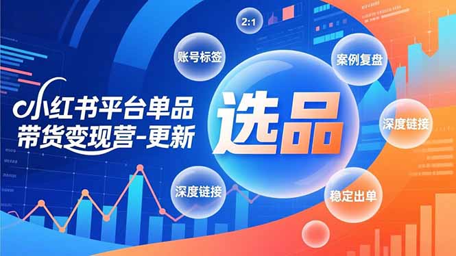 小红书平台单品带货变现营-更新，极致选品、账号标签、案例复盘，深度链接，快速启动稳定出单-聚星云网创