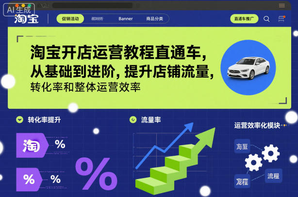 淘宝开店运营教程直通车，从基础到进阶，提升店铺流量，转化率和整体运营效率(更新26年1月)-聚星云网创