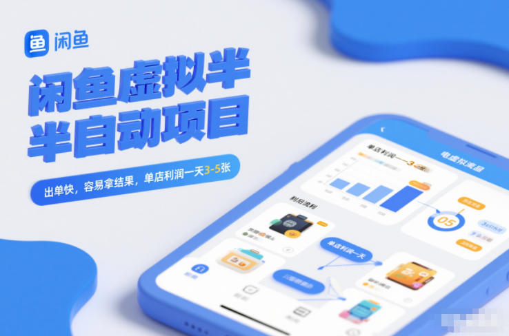 闲鱼虚拟半自动项目，出单快，容易拿结果，单店利润一天3-5张-聚星云网创