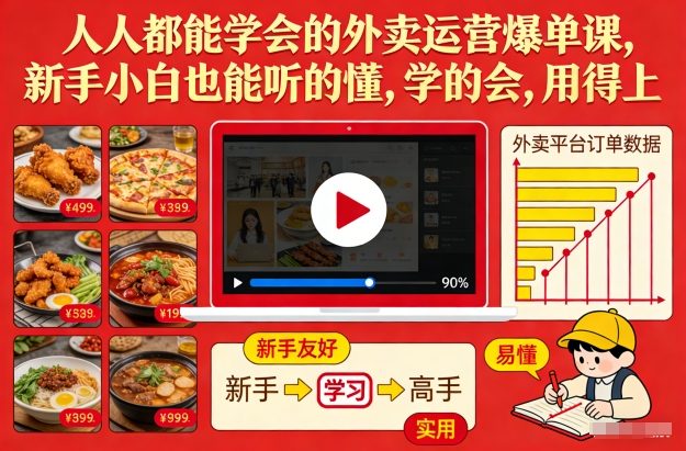 人人都能学会的外卖运营爆单课，新手小白也能听的懂，学的会，用得上-聚星云网创