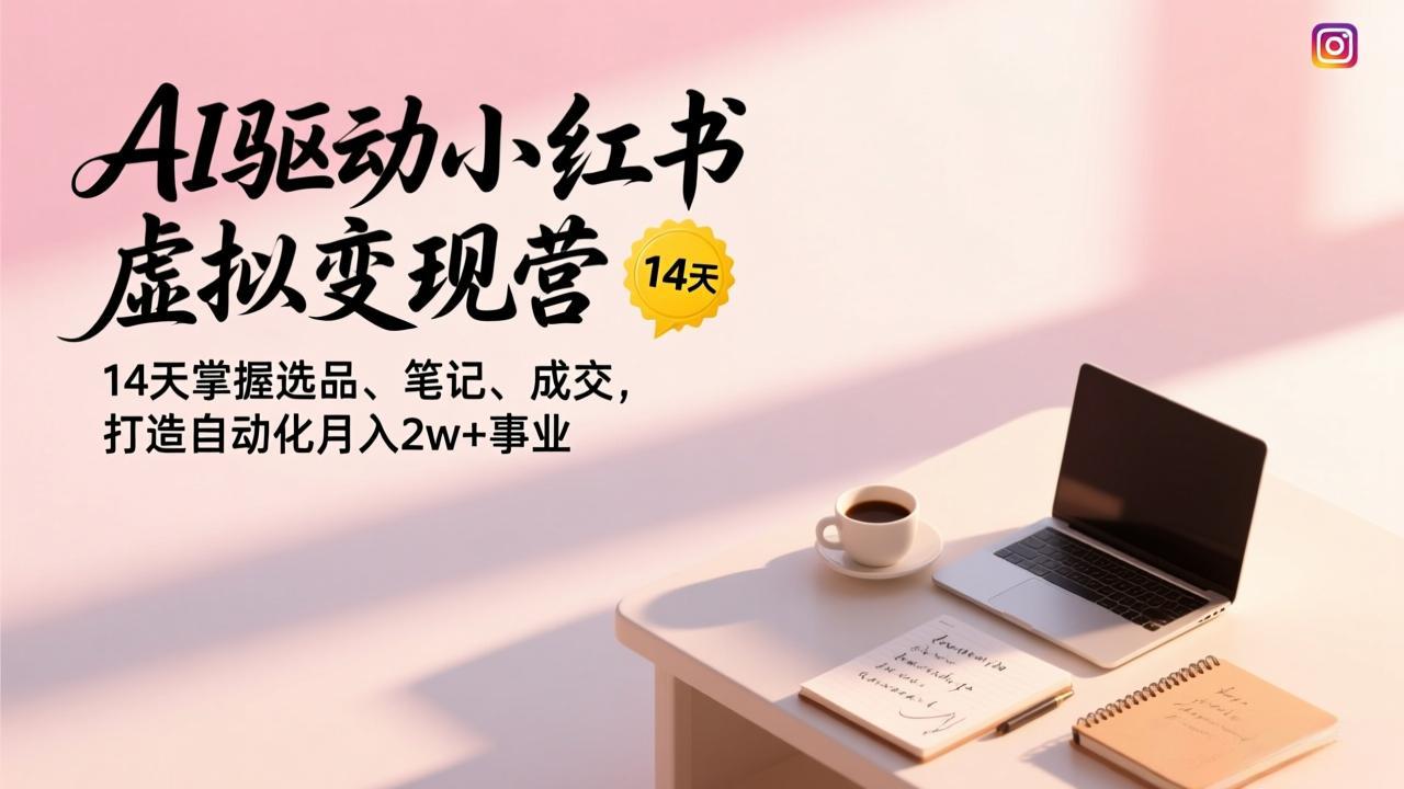 AI驱动小红书虚拟变现营，14天掌握选品、笔记、成交，打造自动化月入2w+事业-聚星云网创