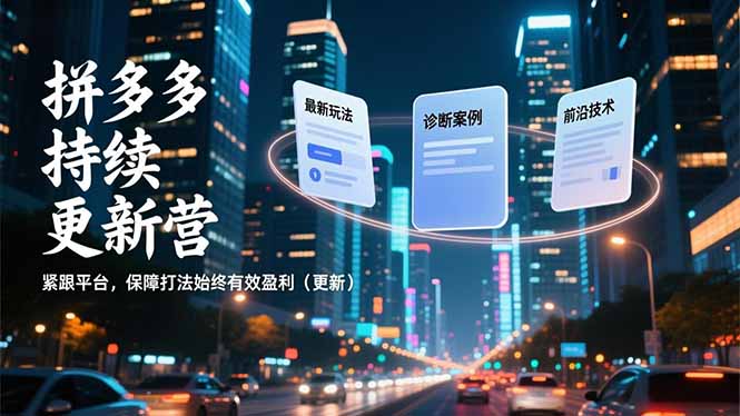 拼多多持续更新营，最新玩法、诊断案例、前沿技术，紧跟平台，保障打法始终有效盈利(更新-聚星云网创