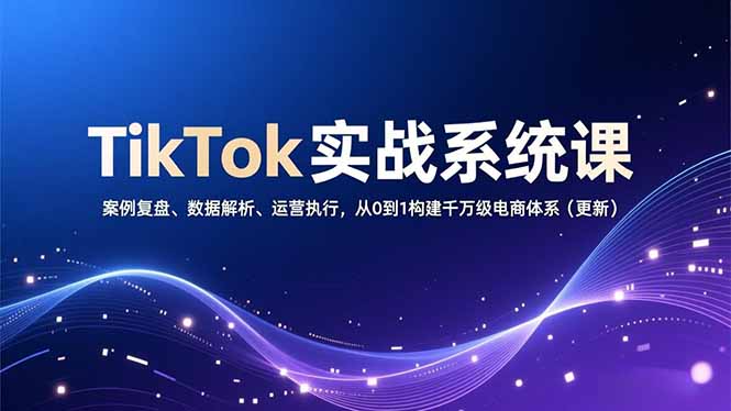 TikTok实战系统课，案例复盘、数据解析、运营执行，从0到1构建千万级电商体系(更新-聚星云网创