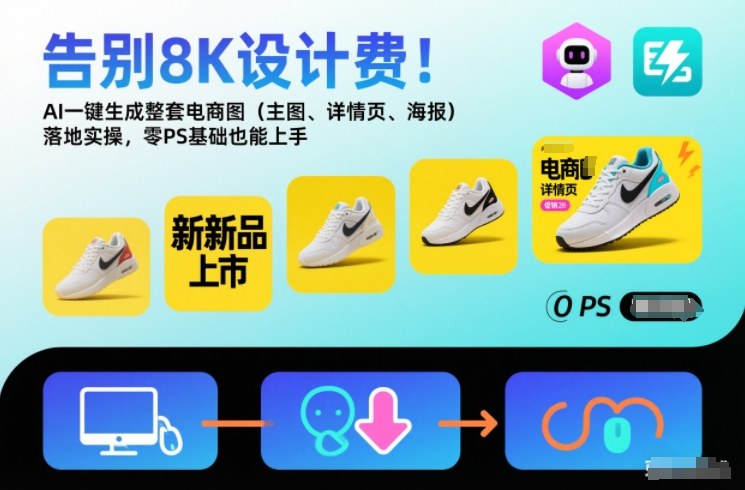 告别8K设计费！AI一键生成整套电商图(主图、详情页、海报)落地实操，零PS基础也能上手-聚星云网创