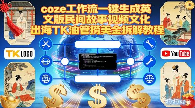 Coze扣子工作流一键生成英文版民间故事视频，文化出海TK油管捞美金拆解教程-聚星云网创