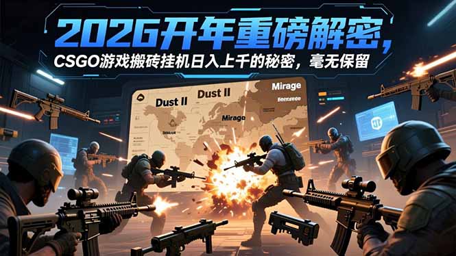 2026开年重磅解密，CSGO游戏搬砖挂机日入上千的秘密，毫无保留-聚星云网创