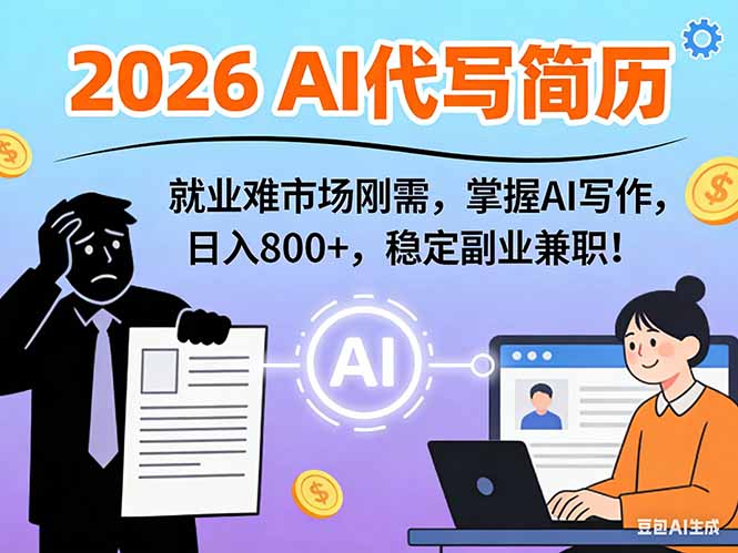 AI代写简历，超暴利，用万能模板月入1-3万实战教程，2026年市场刚需！-聚星云网创