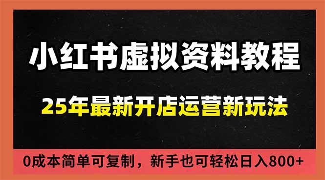 小红书虚拟资料项目：最新搜索流变现玩法，0成本简单可复制，一人多店打法，新手日入800+-聚星云网创