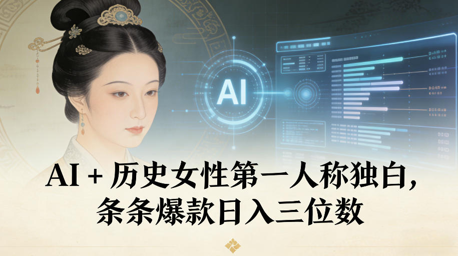 AI+历史女性第一人称独白，条条爆款日入三位数-聚星云网创