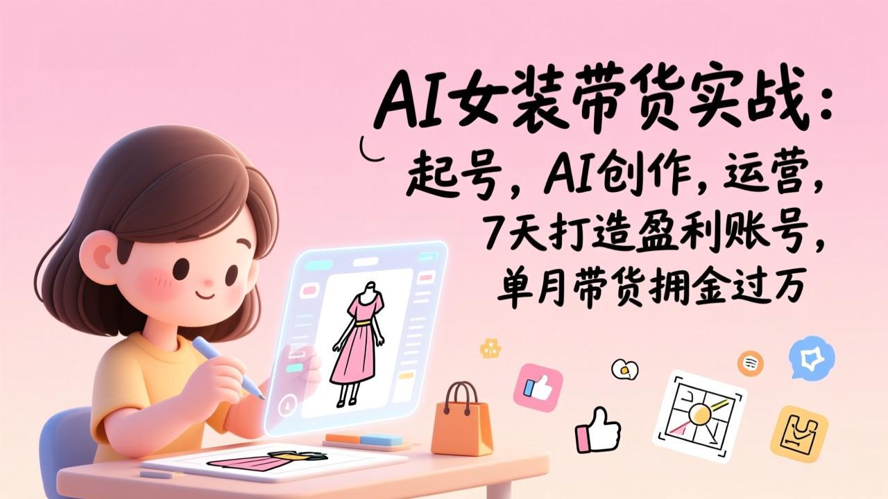 AI女装带货实战：起号，AI创作，运营，7天打造盈利账号，单月带货佣金过万-聚星云网创