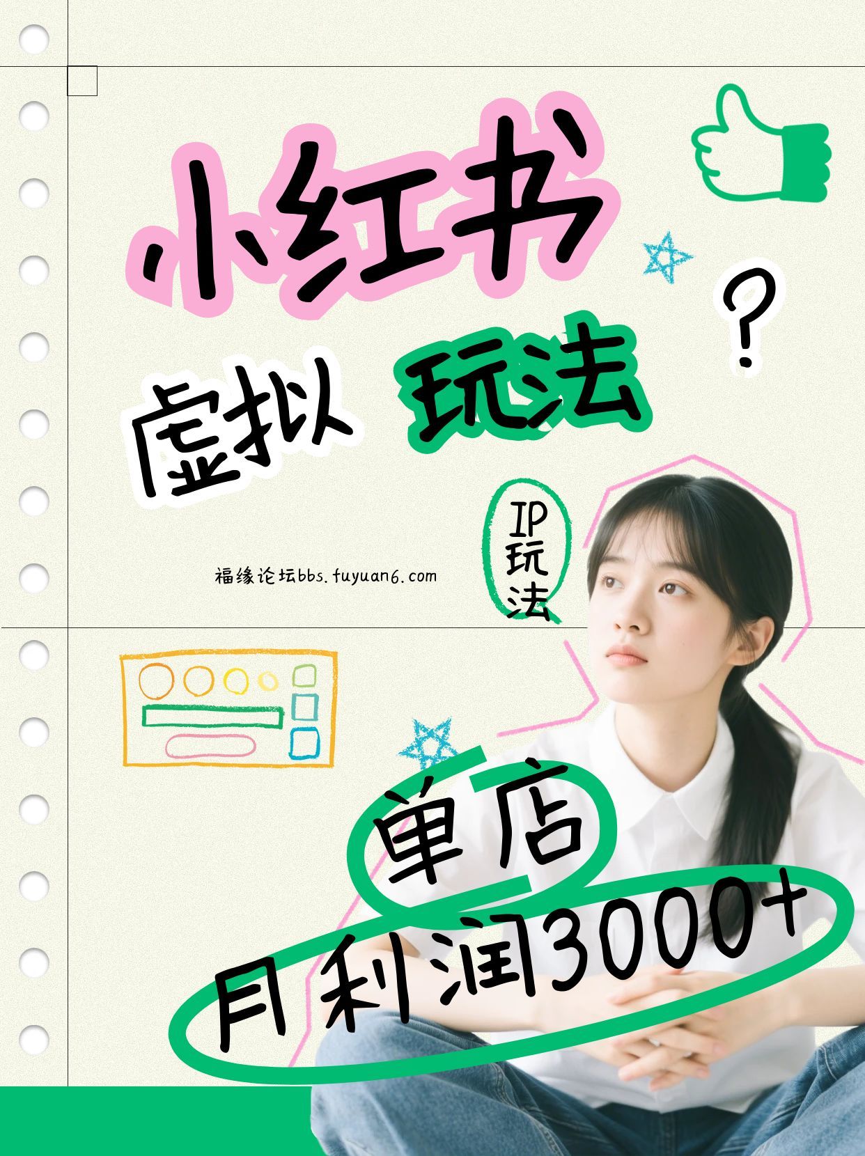 小红书虚拟玩法(铺货流和单品玩法)，单店月利润3000+，IP打法+原创商品(0违规)-聚星云网创