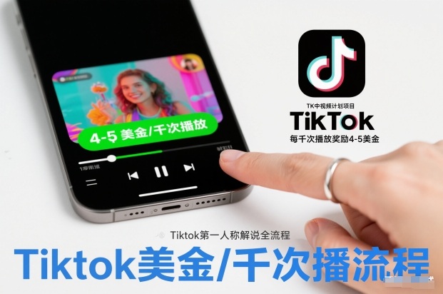 TK中视频计划项目，Tiktok第一人称解说流程，每干次播放奖励4-5美金-聚星云网创