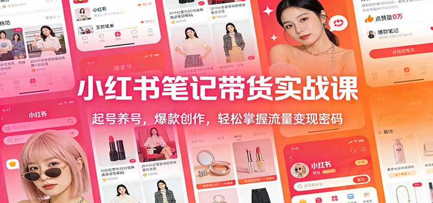 小红书笔记带货实战课：起号养号，爆款创作，轻松掌握流量变现密码-聚星云网创
